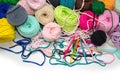 Background of multi-colored balls of yarn and thread Royalty Free Stock Photo