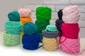 Background of multi-colored balls of yarn and thread Royalty Free Stock Photo