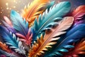background of multi-colored feathers, pastel colors Royalty Free Stock Photo
