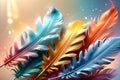 background of multi-colored feathers, pastel colors Royalty Free Stock Photo