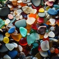 Background of multi-colored smooth round sea glass, bright color texture, Royalty Free Stock Photo