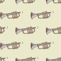 Background with musical instrument trumpet