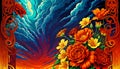 Background mystic design art floral arrangement natural energy storm cloud