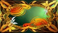 Background mystic ribbon design art green gold swirl circular color copyspace Royalty Free Stock Photo