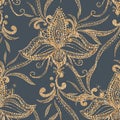 Background with national Indian floral ornament. Seamless pattern.