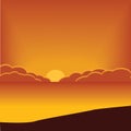 Background, natural landscape: orange sunset, sea and beach. Royalty Free Stock Photo