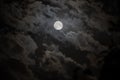 Background with night cloudy sky and full moon. Halloween Spooky night Royalty Free Stock Photo