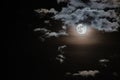 Moon and clouds night background, Halloween night.