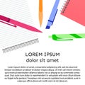 Background with notebook, pens, pencils and place for your text Royalty Free Stock Photo