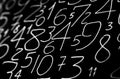 Background of numbers. from zero to nine. Numbers texture. Currency symbols. Numerology. Mathematical equations and formulas Royalty Free Stock Photo