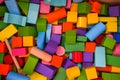 Background of numerous colorful blocks of different shapes for development and education