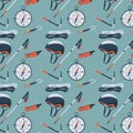 Background with objects for mountaineering. Royalty Free Stock Photo