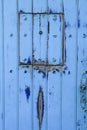 Background of Old Blue wooden door in Spain Royalty Free Stock Photo