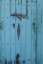 Background of Old Blue wooden door in Spain Royalty Free Stock Photo