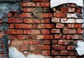 Background from an old brick wall with red bricks with a shabby texture Royalty Free Stock Photo