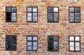 background of old brick wall with rotten windows in Copenhagen Royalty Free Stock Photo