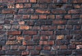 The background is an old brick wall. The wall is made of red ceramic bricks. Royalty Free Stock Photo