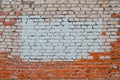 Background of old brick wall of white and red bricks