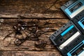 Background of old cassettes and tapes Royalty Free Stock Photo