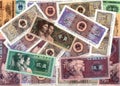 Background of old Chinese money bills Royalty Free Stock Photo