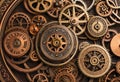 Background of an old mechanical gears and cogwheels. Clockwork mechanism wallpaper Royalty Free Stock Photo