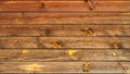 Background of old pine boards with knots. Brown with yellow.