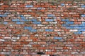 Background of old red brick wall pattern texture. Royalty Free Stock Photo