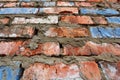 Background of old red brick wall pattern texture. Royalty Free Stock Photo