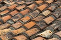 Background of old roof tiles. Selective focus