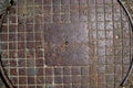 Old rusty round iron hatch Royalty Free Stock Photo