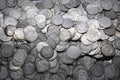 background of old silver coins Royalty Free Stock Photo
