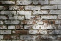 Background of old vintage dirty brick wall with peeling plaster, texture Royalty Free Stock Photo