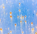 Background of an old wall covered in blue paint. Rusty metal surface Royalty Free Stock Photo
