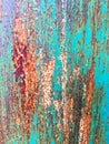 Background of an old wall covered in blue and red paint. Rusty metal surface. Grunge texture Royalty Free Stock Photo