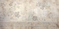 background,old worn wall with floristic ornate elements,beige-gray tinting,place for dough,banner concept and textures