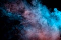 Background of orange, purple, red and blue wavy smoke on a black isolated ground. Abstract pattern of steam from vape of smoothly Royalty Free Stock Photo