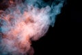 Background of orange, purple, red and blue wavy smoke on a black isolated ground. Abstract pattern of steam from vape of smoothly Royalty Free Stock Photo