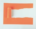 Background .orange torn paper on white cardstock Royalty Free Stock Photo