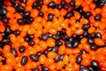 Background of organge and black Halloween jelly beans Royalty Free Stock Photo