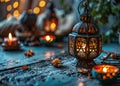 Background with oriental lanterns evening atmosphere