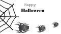 Background with origami spiders and Happy Halloween lettering