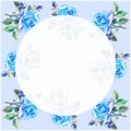 Background with original blue watercolor roses.