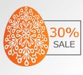 Background with ornamentical egg and sale.