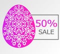 Background with ornamentical egg and sale.