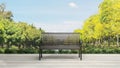 outdoor lounging terrace and sofa bench with beautiful park view , 3D illustration rendering