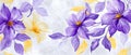 Background with painted purple, yellow flowers Royalty Free Stock Photo