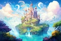 Background palace beautiful cartoon art fantasy fairytale landscape kingdom illustration nature castle fairy summer