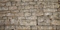 Background panorama old gray wall small rectangular natural stones