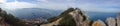 Background panoramic views of the Rock of Gibraltar, Strait, reserve Alameda and abandoned military batteries