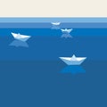 Background with paper boats Royalty Free Stock Photo